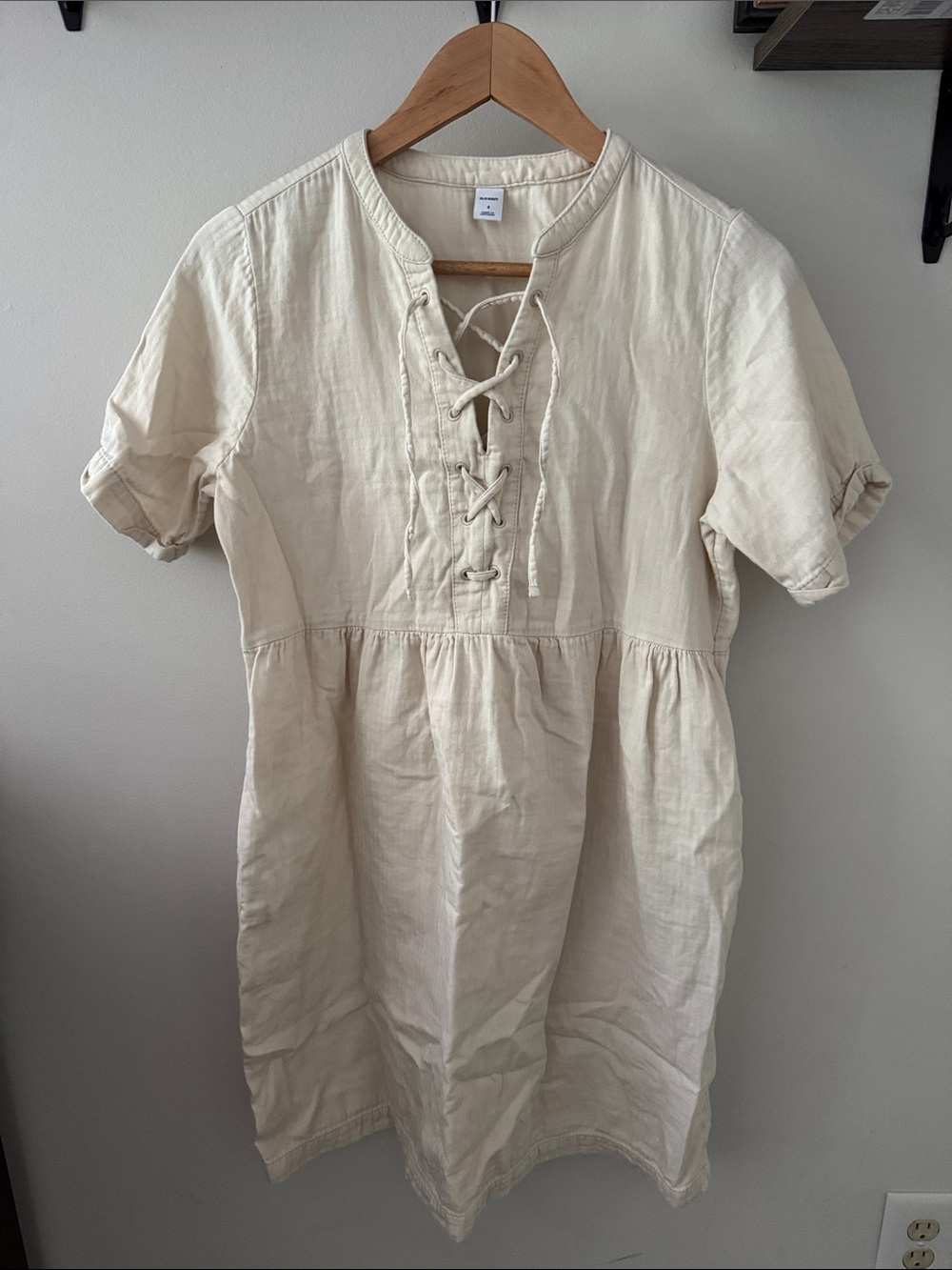 Old Navy Lace-Up Cream Tunic Dress